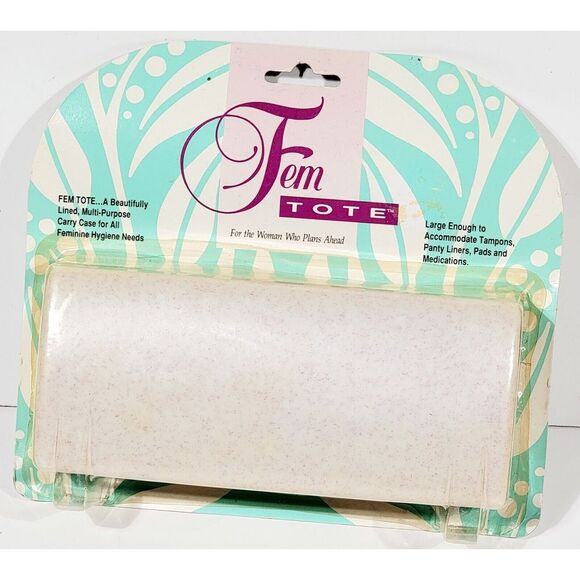 Vintage 1992 White Fem Tote Feminine Carrying Case. Tampons Panty Liners Pads - Picture 9 of 10